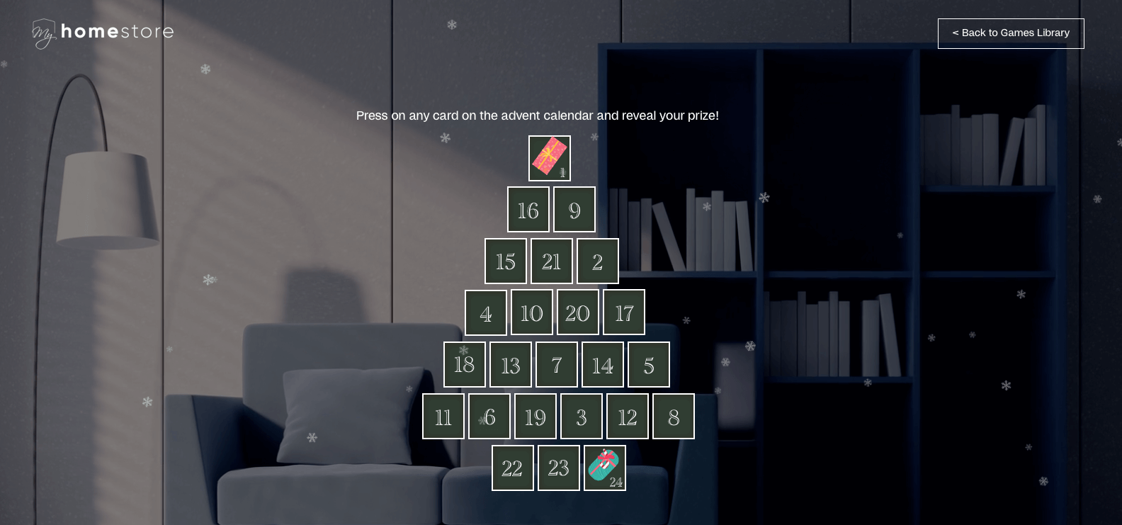 Example of an advent calendar, made for the Games Library of Playable, the gamification platform for marketers
