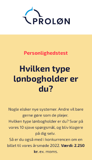 Bogholder quiz Proløn start page- Example of gamification in finance